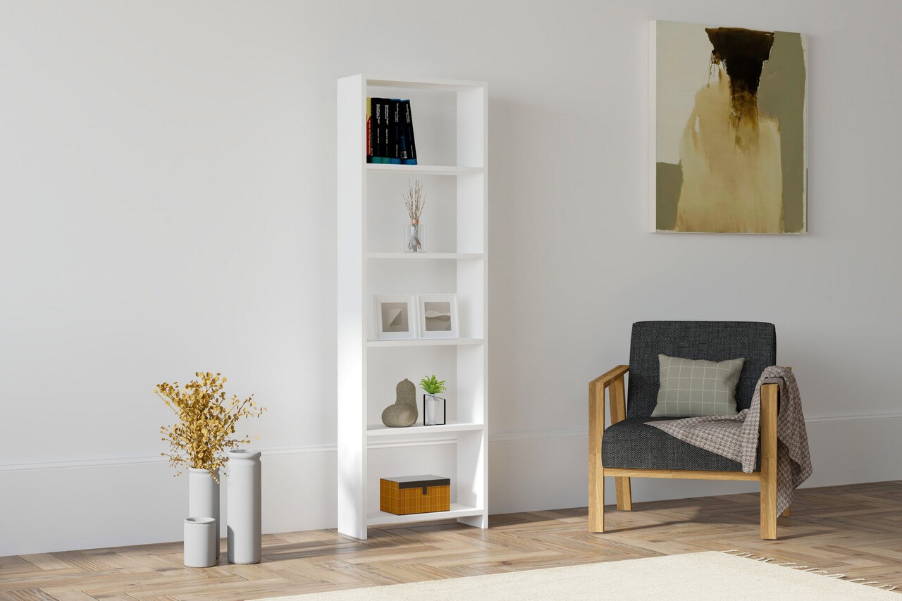 Biblioteca New, Puqa Design, 50x19.6x160 cm, alb - imagine 5